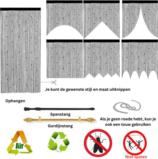 NBAP® Deurgordijn Kralen - Macrame - Zwart — afbeelding 5