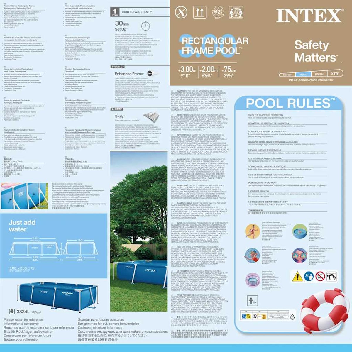 INTEX - Zwembad - Rectangular - Frame - 300x200x75 - cm - 28272NP — afbeelding 4