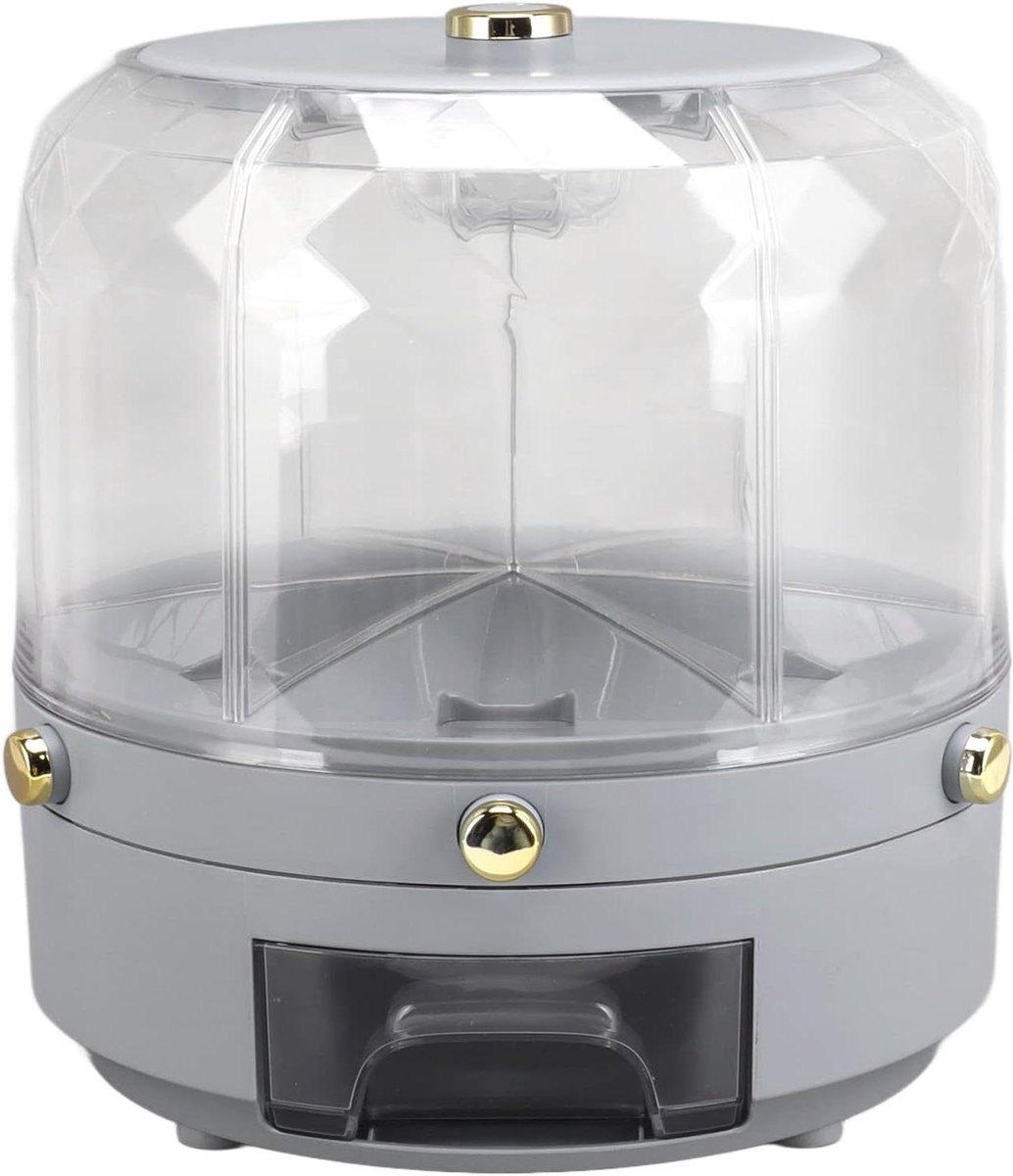 Draaibare Granen Opbergdoos - 6 Raster - 6KG Capaciteit - 360 Graden Roterende - Rijst Dispenser - voor Rijst Bonen Granen - Huishoudelijke Keuken Lade Opbergdoos - Grijs .