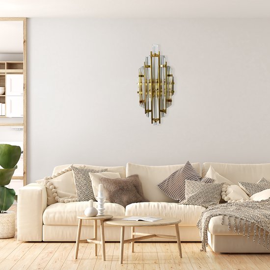 Bamyum Champion Applique d'Intérieur en Métal (Couleur Or) et Glas en 25 x 45 cm Lampe Salon Décoration Vintage pour Toutes les Chambres Applique Intérieur Décoration murale Moderne