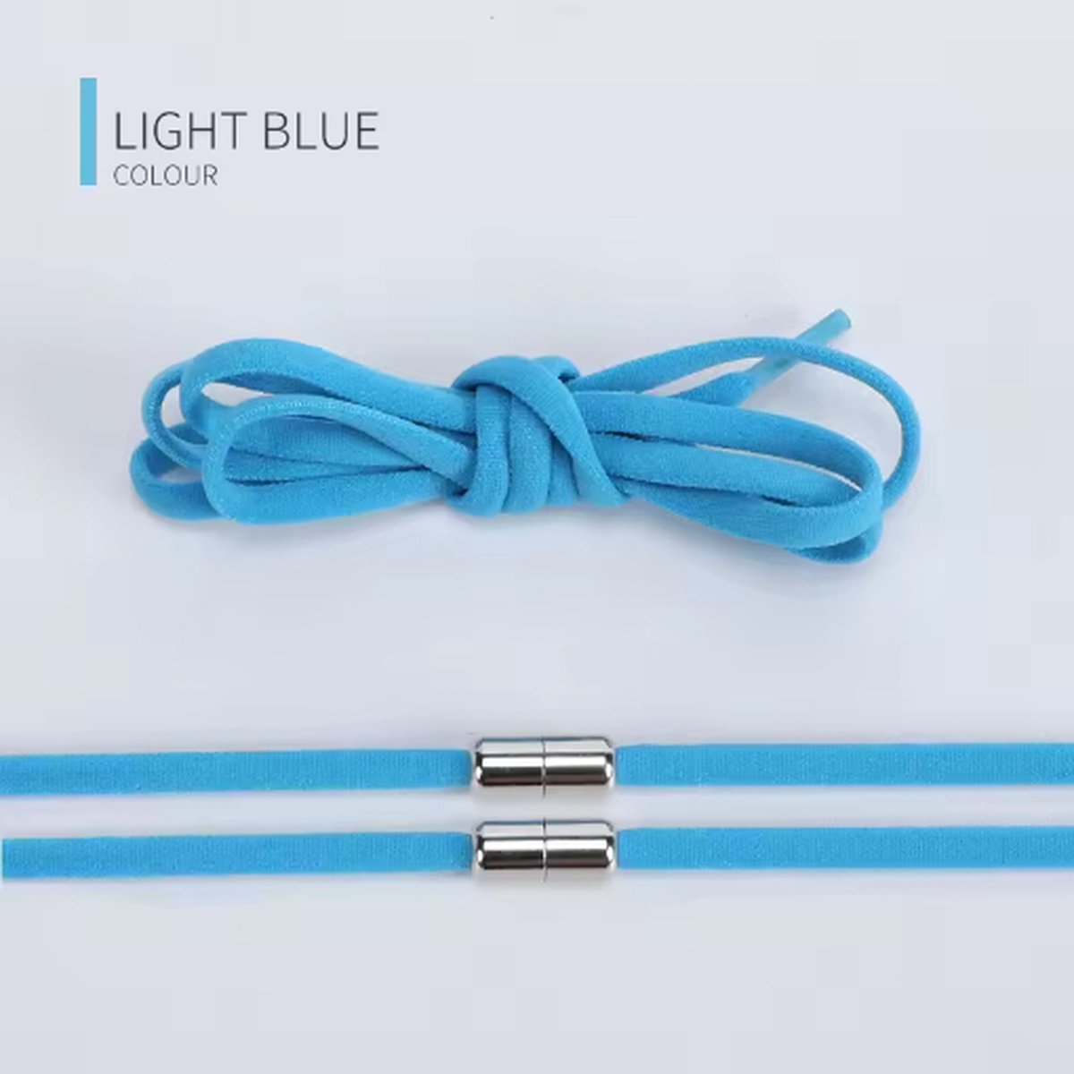 Scoby - Magnetische Schoenveters - Elastische Veters met Magneet - Unisex - Ronde Veters - Lichtblauw