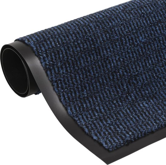 Paillasson The Living Store - Blauw - 60 x 180 cm - Souple et résistant - Caoutchouc antidérapant - Convient pour l'intérieur