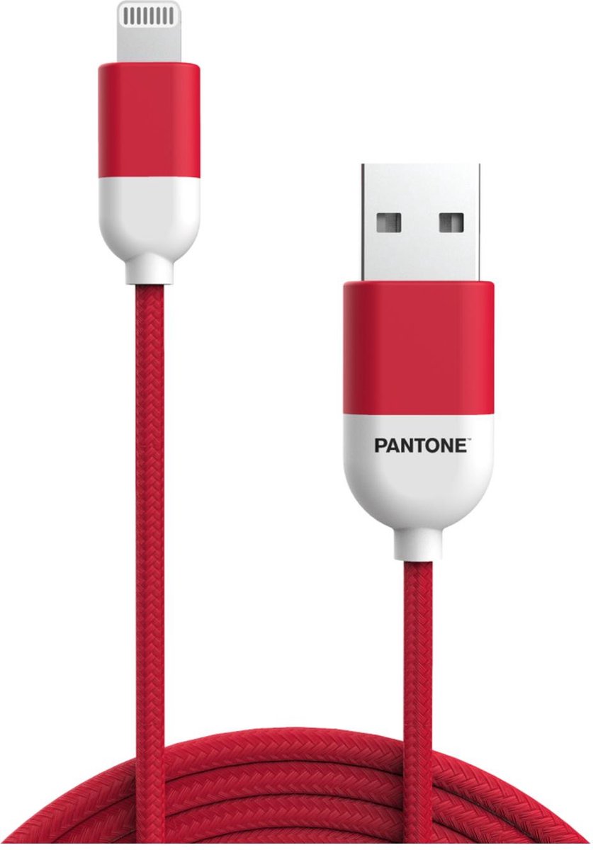 Kabel USB naar Lightning Pantone 1,5 m Rood