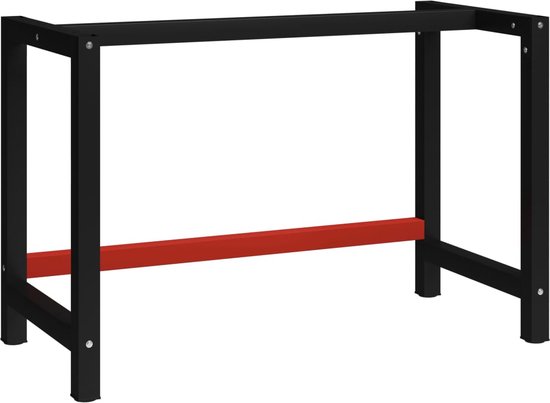 vidaXL Werkbankframe 120x57x79 cm metaal zwart en rood - Tafelonderdelen