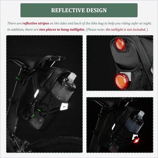 ROCKBROS Achtertas Motorfiets Waterdichte Motorzadeltas met Regenhoes, Reflecterende 20-35L Bagagetas Motorhelmtas Uitbreidbaar