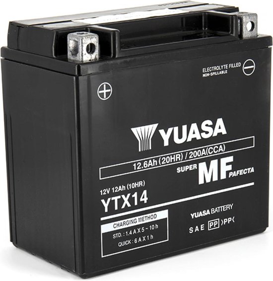 Yuasa SLA-accu voor BMW 1300 K R-motorfiets 2009-2014 YTX14 / AGM / 12 V 12 Ah nieuw