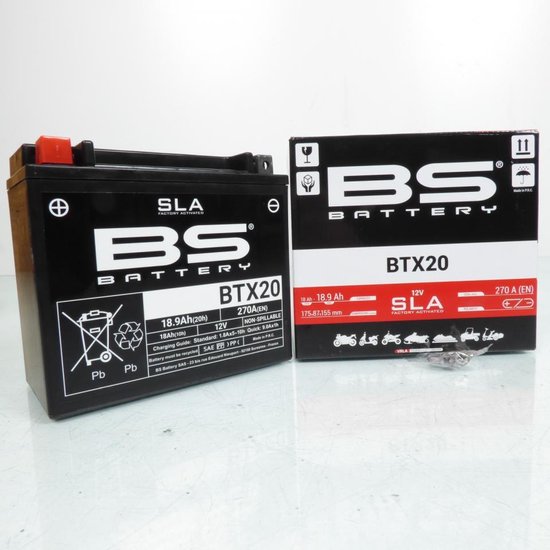Batterie SLA BS Battery pour Moto Harley Davidson 1340 Flst Series Softail 1984 à 1990 YTX20H / 12V 18.9Ah Neuf