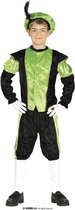 Fiestas Guirca Pietenpak roetveeg Piet - groen/zwart - pieten verkleed kostuum 3-delig - kinderen 110/116