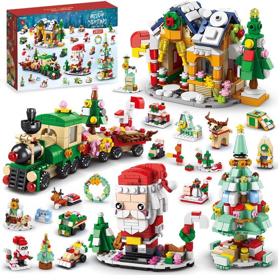 YYCHAN - Adventskalender Bouwsets - 24 Bouwpakketten Kerst - Speelgoed Kinderen & Volwassenen - Constructiespeelgoed - Kerstcadeau Kinderen - B