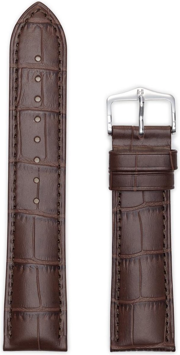 Hirsch Horlogeband Duke Donkerbruin - Leer - 24mm