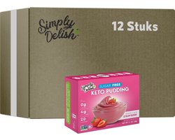 Simply Delish | Sugar Free Instant Pudding | Strawberry | 12 stuks | 12 x 48g
