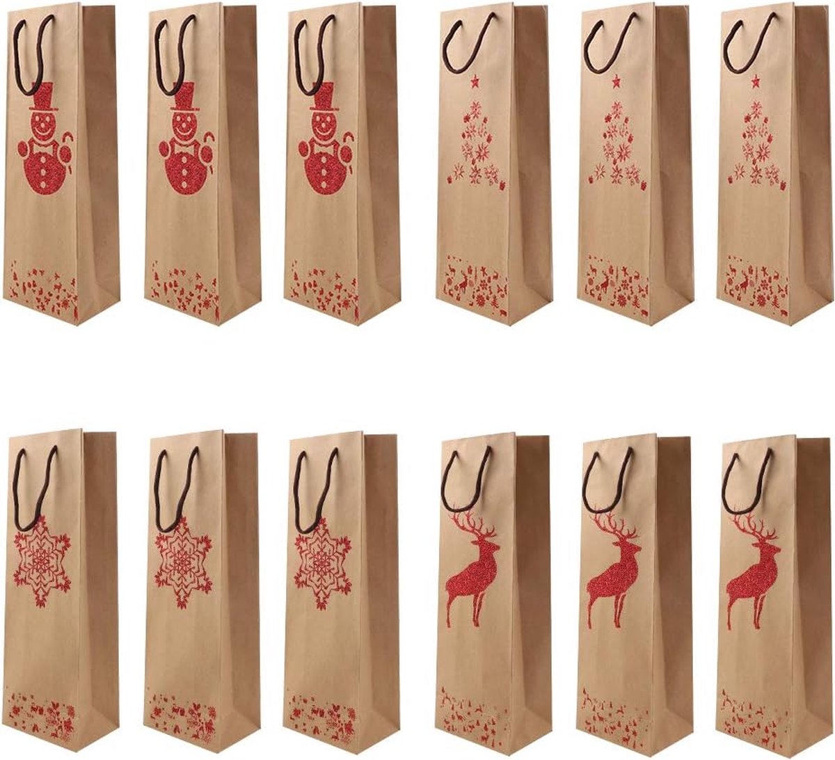 Wijngeschenkzakjes, 2 stuks fleszakken, cadeauzakjes met handvat, 10 x 10 x 28 cm, herbruikbare wijnzakken met goudfolie-opdruk voor feestjes, bruiloften, feesten, kleine wijnzakken met handvat, zwart