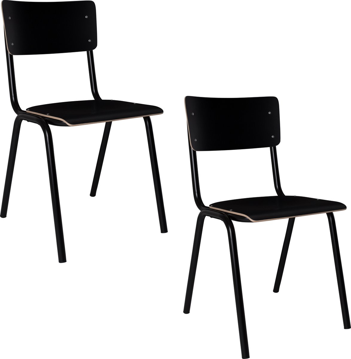 Zuiver Back To School Eetkamerstoelen HPL Zwart - Set van 4