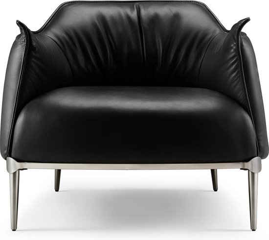 Chaise Sea of ​​​​Osmo - canapé - chaise de salon - chaise de salle d'attente - 100% CUIR - et acier au carbone - noir