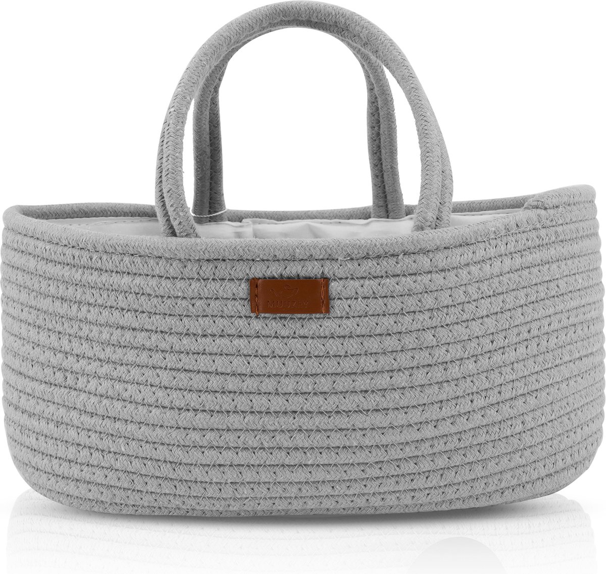 Muuzey Luiermandje - Grijs - Luiermand - Luiertas en Commodemandje - Babykameraccessoires - Opbergmand kinderkamer - Kraamcadeau - Babyshower