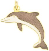Behave® Hanger dolfijn bruin wit emaille 4,5 cm