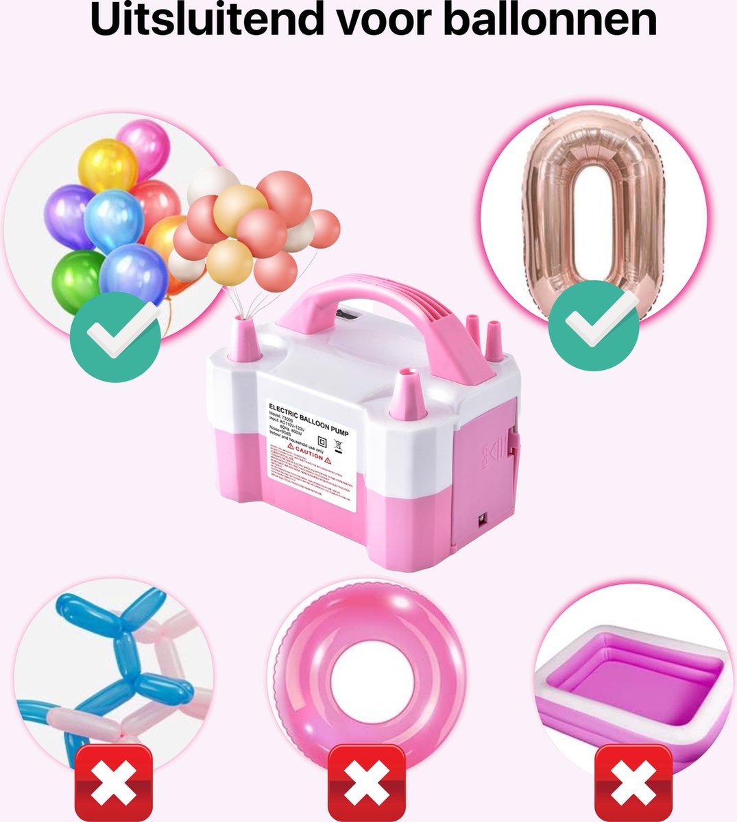 Elektrische Ballonnenpomp - Snel Feest Ballonnen Opblazen - Ballonnenboog Ballon Pomp - Verjaardag Versiering Decoratie - Roze — afbeelding 4