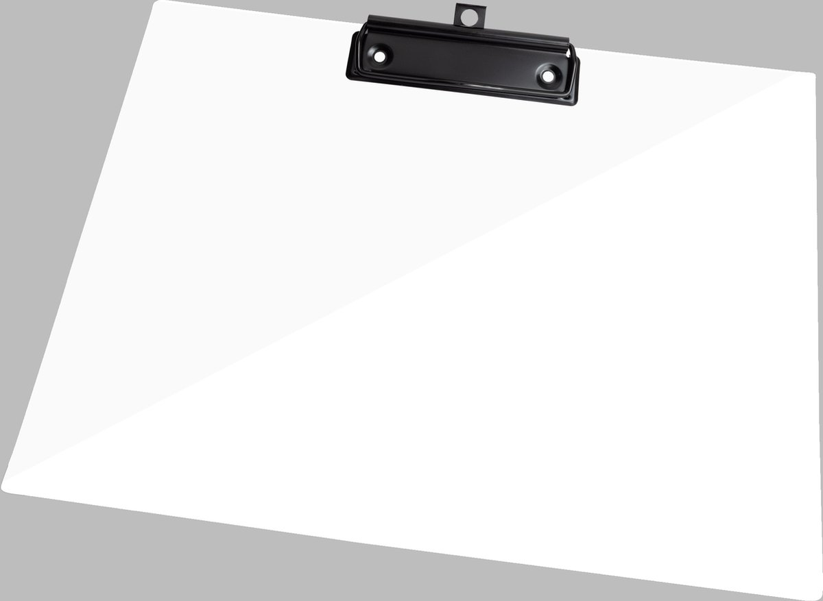 LPC Klembord clipboard kunststof - wit - A3 - staand - met zwarte draadklem