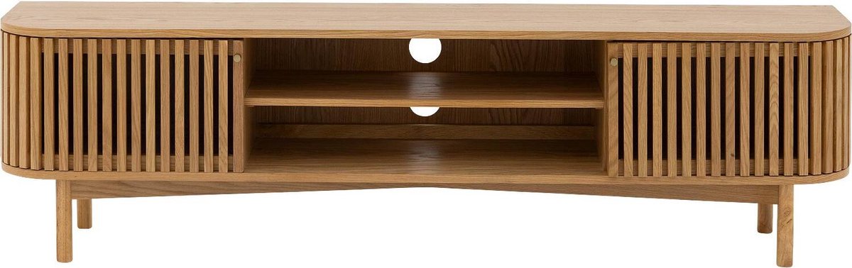 Goossens Tv Meubel Soho, 2 Deuren 2 Open Vakken 180 Cm Breed - Hout Blank