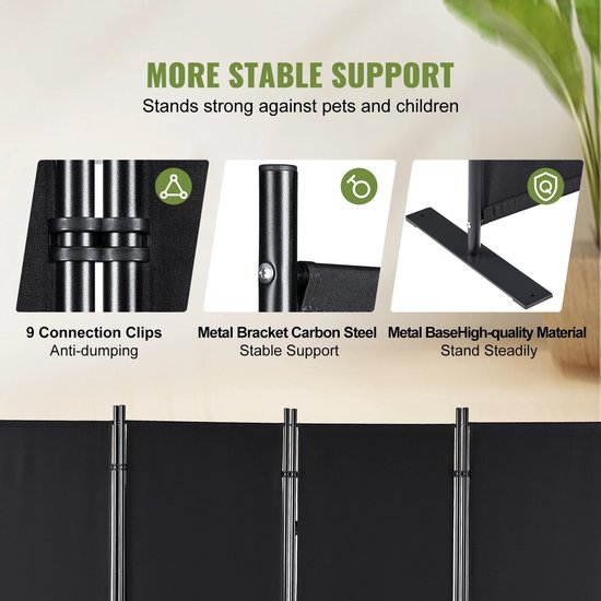 Buylin Panneau de séparation de pièce - Paravent - Cloison de séparation - Ajustable et Pliable - 4 panneaux - Zwart