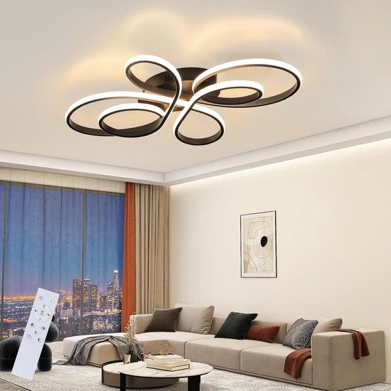 Moderne led-plafondlamp, dimbaar, wit, woonkamer