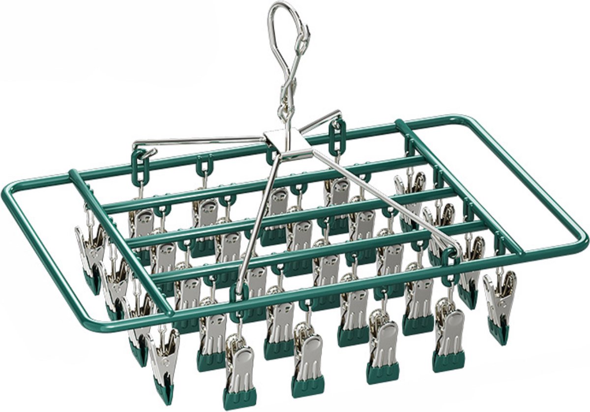 Goedkoopste Sokkendroger - Wasknijpers - 28 knijpers - Rechthoek - Sokkenhanger - Sokken droogrek - Droogrek - Wasrek - Droogcarrousel - Droogcarrousel met knijpers - Sokken - Ondergoed - Bh’s