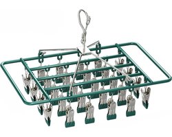 Sokkendroger - Wasknijpers - 28 knijpers - Rechthoek - Sokkenhanger - Sokken droogrek - Droogrek - Wasrek - Droogcarrousel - Droogcarrousel met knijpers - Sokken - Ondergoed - Bh’s