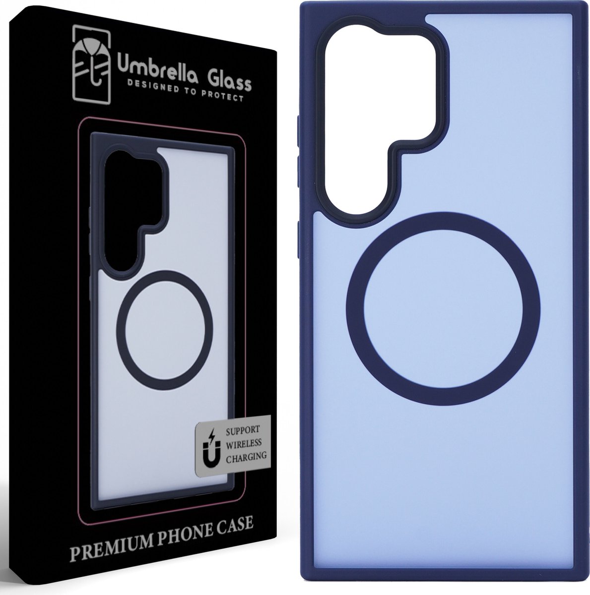 Umbrella Glass - Blue Mysterie Magnetic Shield hoesje - Geschikt voor Samsung S24 Ultra