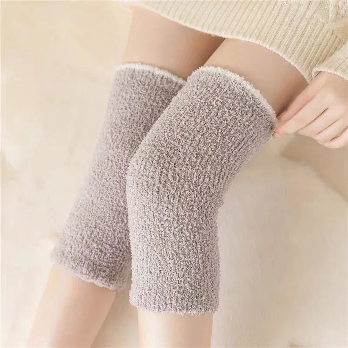 Goedkoopste Dikke Winter Kniewarmers voor Vrouwen -Één maat - Zachte Koraal Fleece Kniebeschermers voor Artritis - Warme Pluche Lange Sokken - Comfortabele Kniebanden voor Koude Dagen