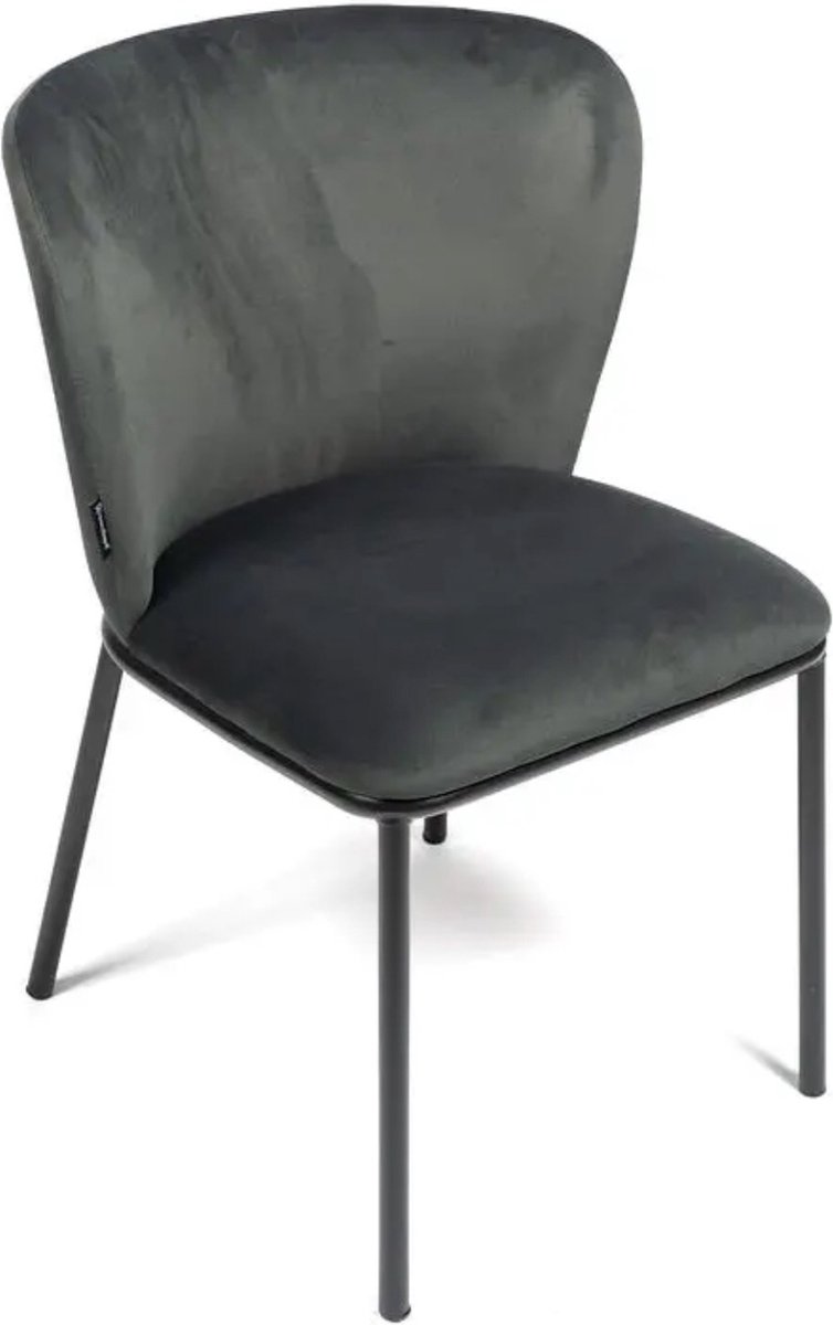 Mass - Eetkamerstoelen set van 4 - Stoffen - Fluweel - Grijs - Design