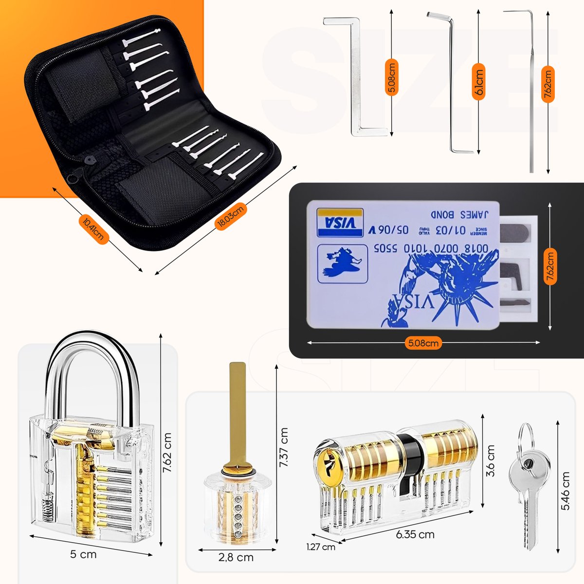 Templify Lockpick oefenset 46-delig - voor beginners en gevorderden - 4 doorzichtige sloten — cadeau in Hobby - foto 5