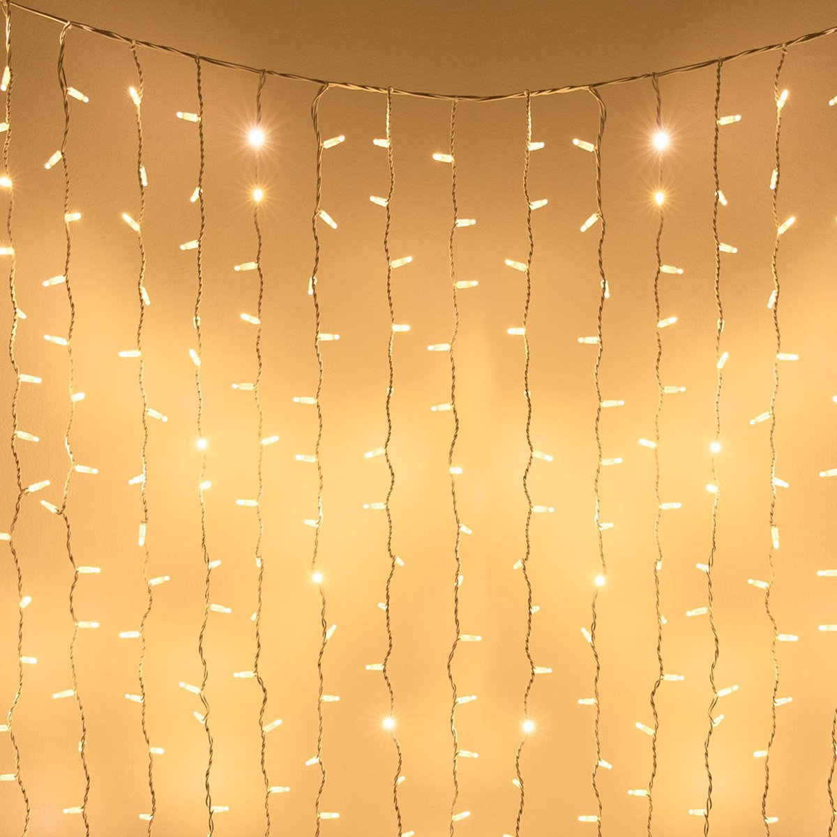 Lichtgordijn koppelbaar wit | 2 meter 300 LEDs | 2200K extra warm wit | rubber excl. aansluitsnoer