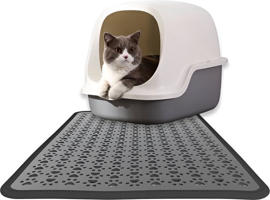 Tapis litière pour chat 60 x 75 cm & Set de table pour gamelle 47X29 cm | Litière pour chat | Set de table animaux chien ou chat| Étanchéité |
