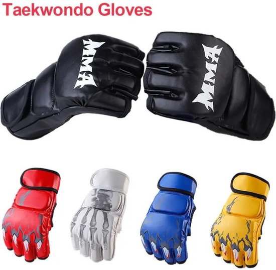 Gants MMA Bovista - Gloves - Gants de sparring - Hommes - Femmes - Grappling - Gants de boxe - Gants de combat - Zwart Skeleton