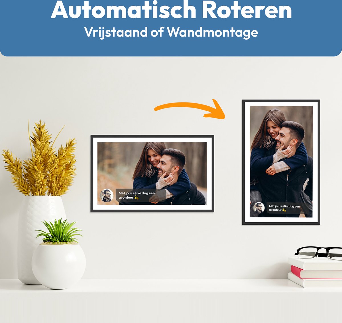 Digitale fotolijst met WiFi en Frameo App - 15.6 inch HD+ IPS Display - Fotokader met Touchscreen - 32GB - Zwart/Wit - frameo digitale fotolijst - digitale fotokader - digitaal fotolijstje thumbnail 5