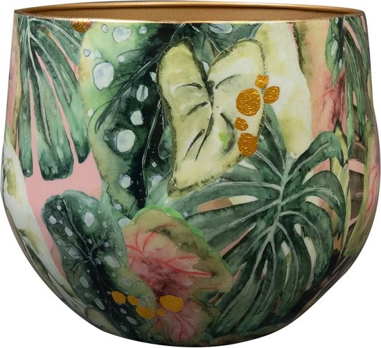 Collection TS - Pot de fleurs Monstera mystery - 24x21 - Métal et époxy - Articles de maison exclusifs pour l'intérieur - Handgemaakt - Impression unique - Conçu par Lammie