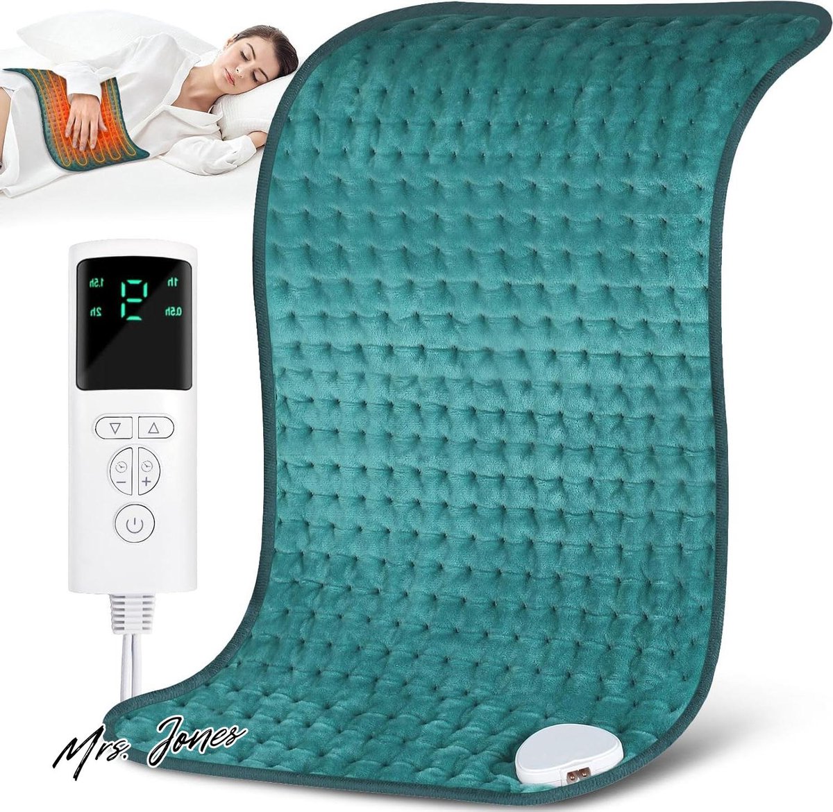Mrs. Jones Verwarmingskussen warmtekussen met automatische uitschakeling voor rug nek schouders buik zacht flanellen oppervlak (30 x 60 cm) .
