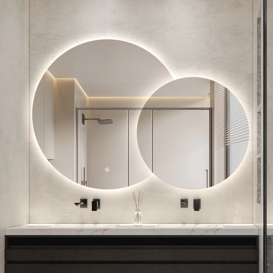 Duidelijke en praktische moderne gouden ovale plafondspiegel voor badkamer make-up scheren hangende staaf spiegel woonkamer entree hal decoratieve spiegel, goud (maat: 50 cm x 70 cm