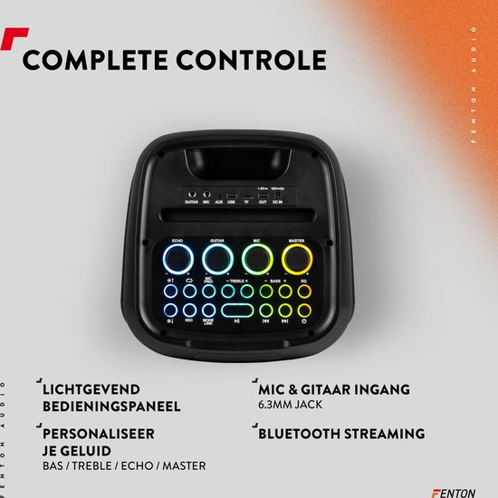Fenton Core130 party box met microfoon - Bluetooth speaker met LED-effecten - Oplaadbare accu - 180W van FEN — afbeelding 5