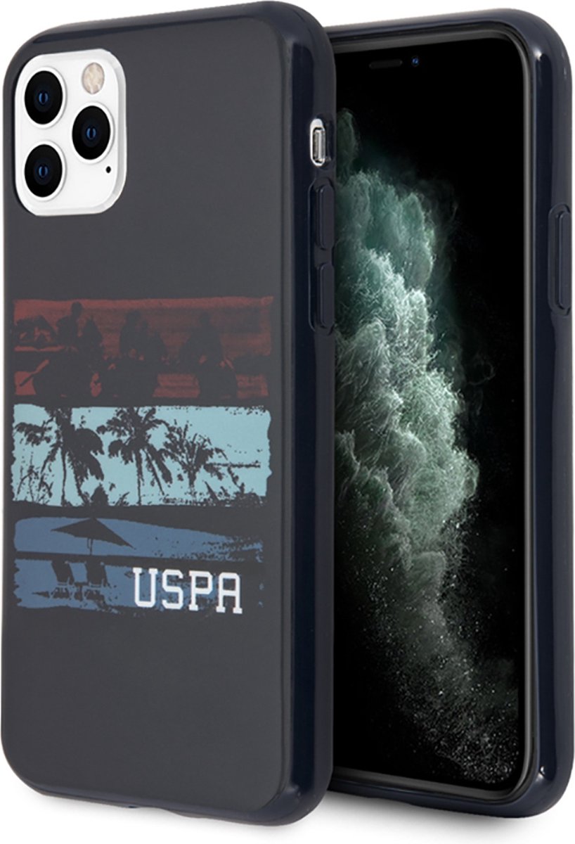 U.S. POLO ASSN., Hoesje geschikt voor Apple iPhone 11 Pro - Tricolor Stripes TPU, Marineblauw
