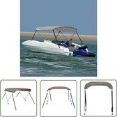 The Living Store Bimini Top Avec 2 Arceaux - 180 x 130 x 110 cm - Polyester Imperméable Grijs - Aluminium