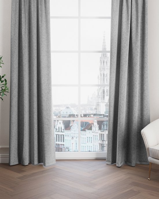 Relaxdays 6 x vitrage met lussen - voile - effen - polyester glasgordijn - gordijn crème