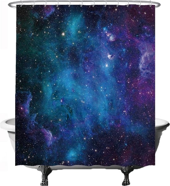 MSV Cotexsa by Premium Douchegordijn, antischimmel textiel, antibacterieel, wasbaar, 100% waterdicht, met 12 douchegordijnringen, polyester, Evergreen groen, 180 x 200 cm, Made in Spain
