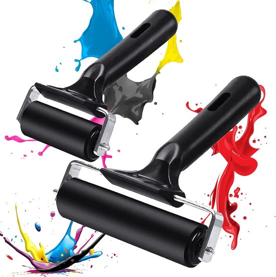 Swpeet Lot De 2 Rouleaux En Caoutchouc Noir – Brayers 5,5 Cm Et 9,5 Cm, Outils Antidérapants Pour Estampage, Encre, Artisanat Et Impression