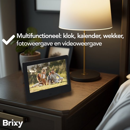 Brixy Dementieklok - 24 Alarmfuncties - Incl. Afstandsbediening - Automatische Dimfunctie - Kalenderklok - Zwart