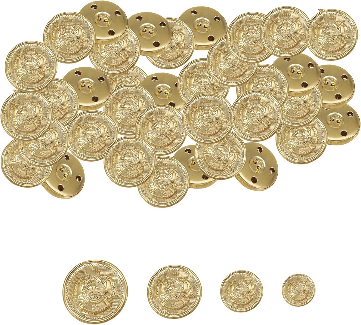 Gouden Metalen Knopen voor Blazers en Kleding - 20 Stuks, Diverse Maten