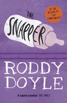 Boekcover met de titel 'THE SNAPPER' in grote witte letters en een illustratie van een babyflesje.
