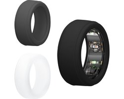 kwmobile 3x smart ring case geschikt voor Oura Ring Gen 3 - M size 11 12 13 hoesje - Siliconen cover voor smartring - Slimme ring hoes in zwart / grijs / transparant