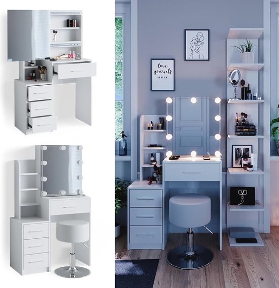 Nancy's Peso Kaptafel met Hocker - Make Up Tafel met Spiegel - Make Up – Nancy Homestore