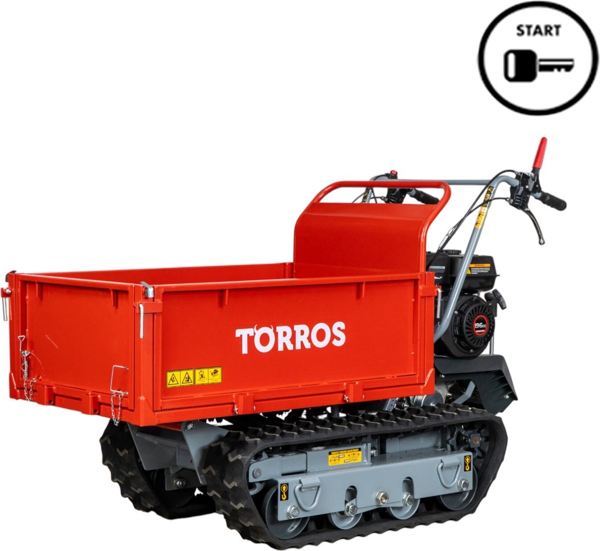Rupsdumper vlakke kipbak 600kg 6,5pk 3+1R snelheden elektrische start Torros MRP600HE